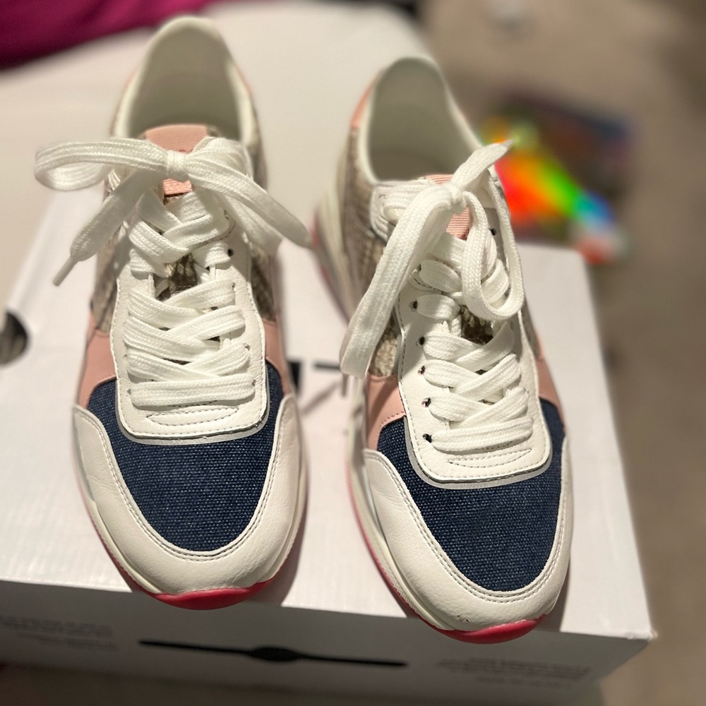 Aldo Women's Athletic Shoes - White, Pink, Snake Skin and Blue Jean